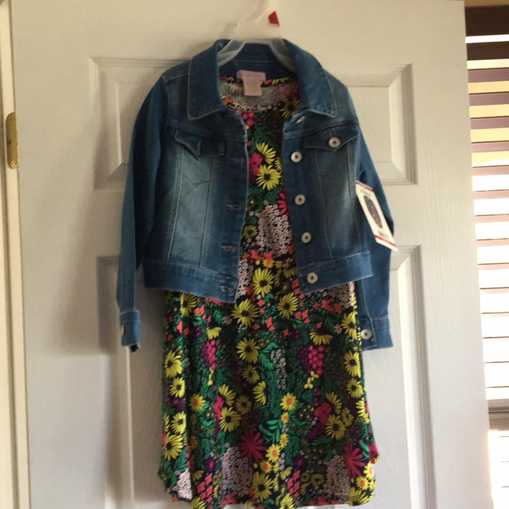 Brand new! Never worn 7/8 girl dress & Jean jacket